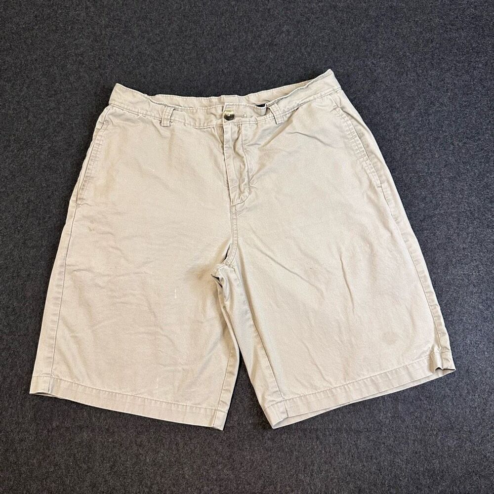 Disney Parks Mickey Mouse Flat Front Chino Shorts‎ Mens 32 Khaki Beige *read*